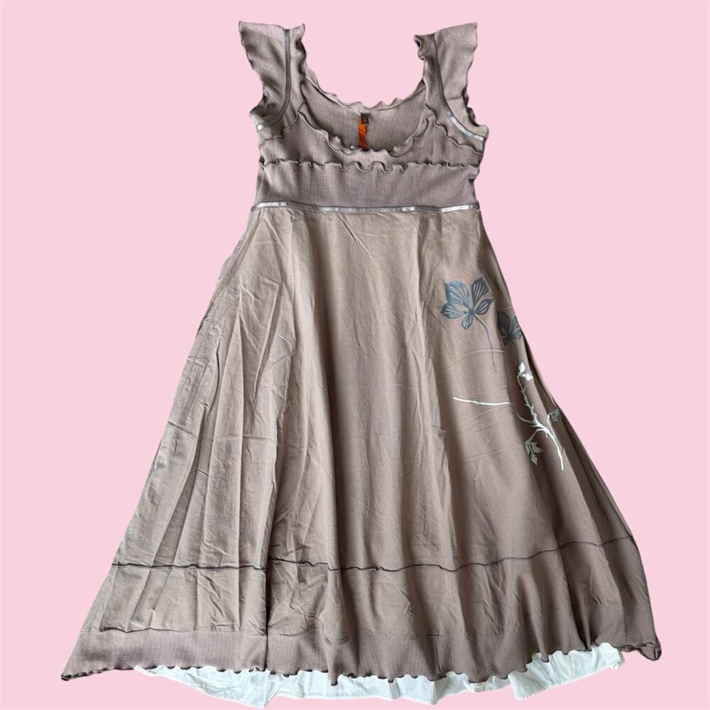 Y2K Cop Copine cotton midi dress with floral print on the side